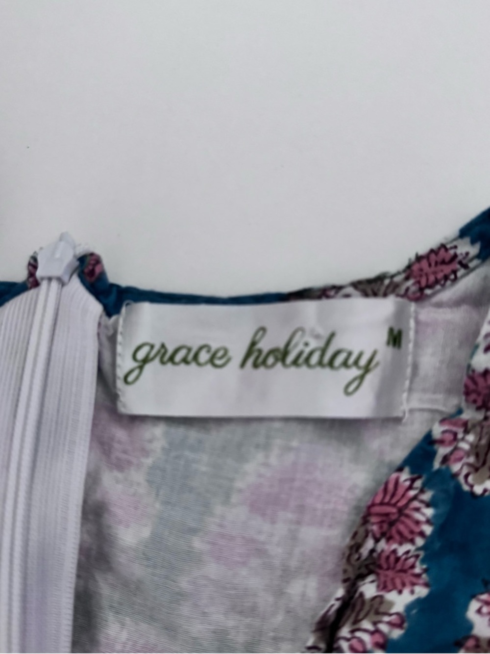 Grace Holiday Floral Cottagecore Dress Medium Puff Sleeve Boho Tie Front - Picture 6 of 6